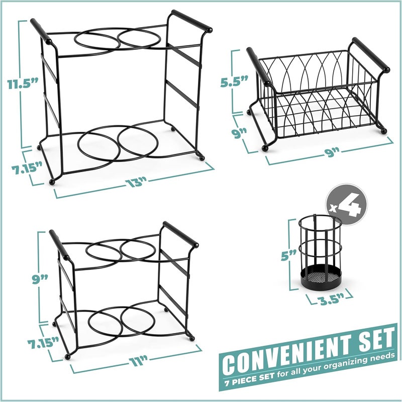 Sorbus ® Buffet Caddy — 7-Piece Stackable Set Includes Plate, Napkin, and Silverware Holder, 3-Tier Detachable Tabletop Organizer — Ideal for Kitchen, Dining, Entertaining, Parties,Thanksgiving (Black) - Image 3
