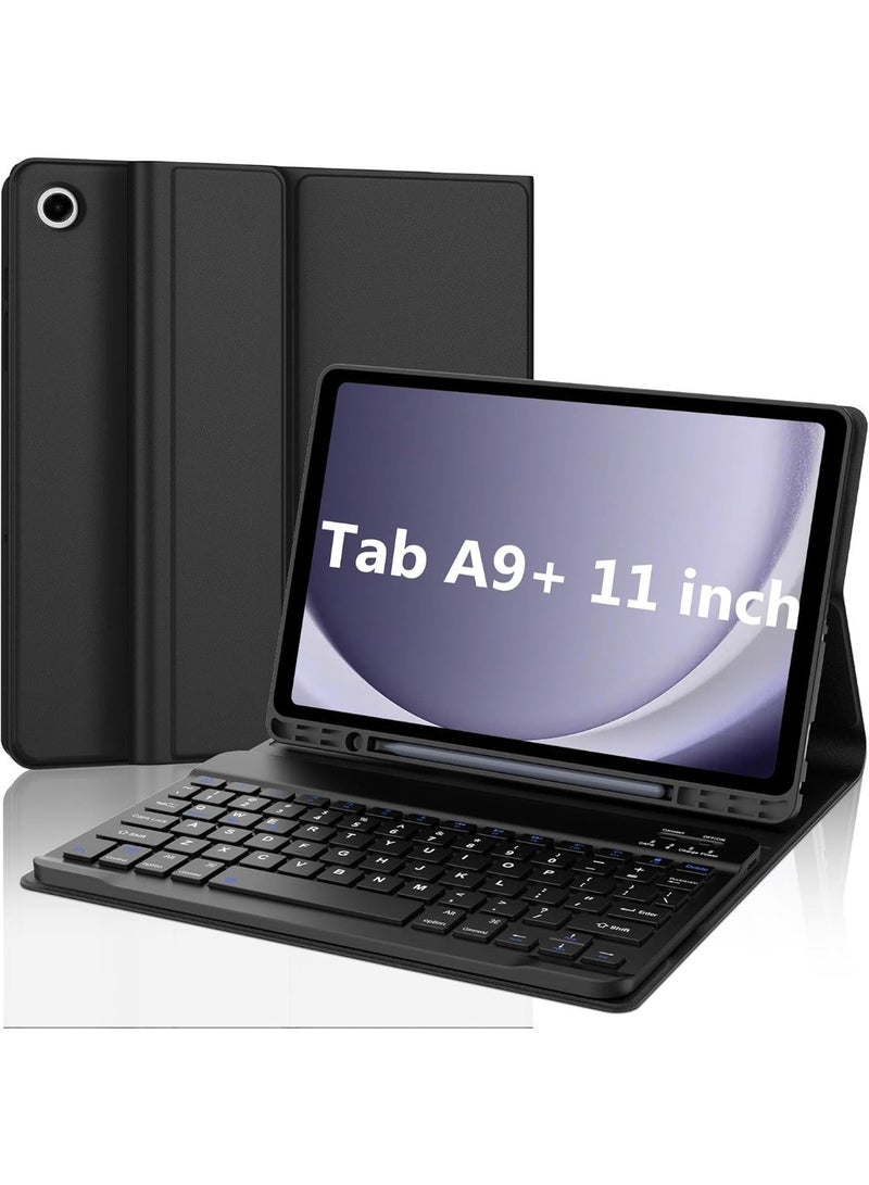 Keyboard case With Mouse for Samsung Galaxy Tab A9 Plus 5G 11 Inch 2023(SM-X210/X216/X218) Ultra-thin PU leather Cover Detachable Bluetooth Keyboard with Arabic and English letter Touchpad and Pen Holder for Galaxy Tab A9+ 11 - Image 1