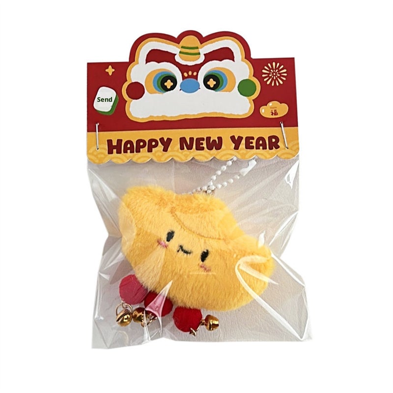 Cute Cartoon Plush Yuanbao Keychain Charm for Backpack - Image 3