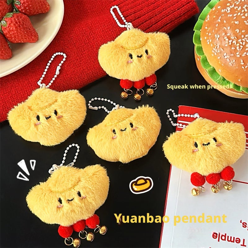 Cute Cartoon Plush Yuanbao Keychain Charm for Backpack - Image 1
