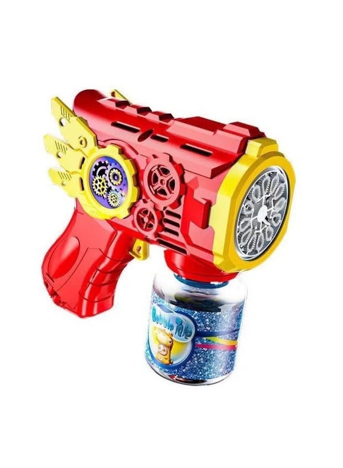 Bubble Gun for Kids, Bubble Machine with 80ml Bubble Solution, Lights, Kids Outdoor Toy (Red) - Image 1