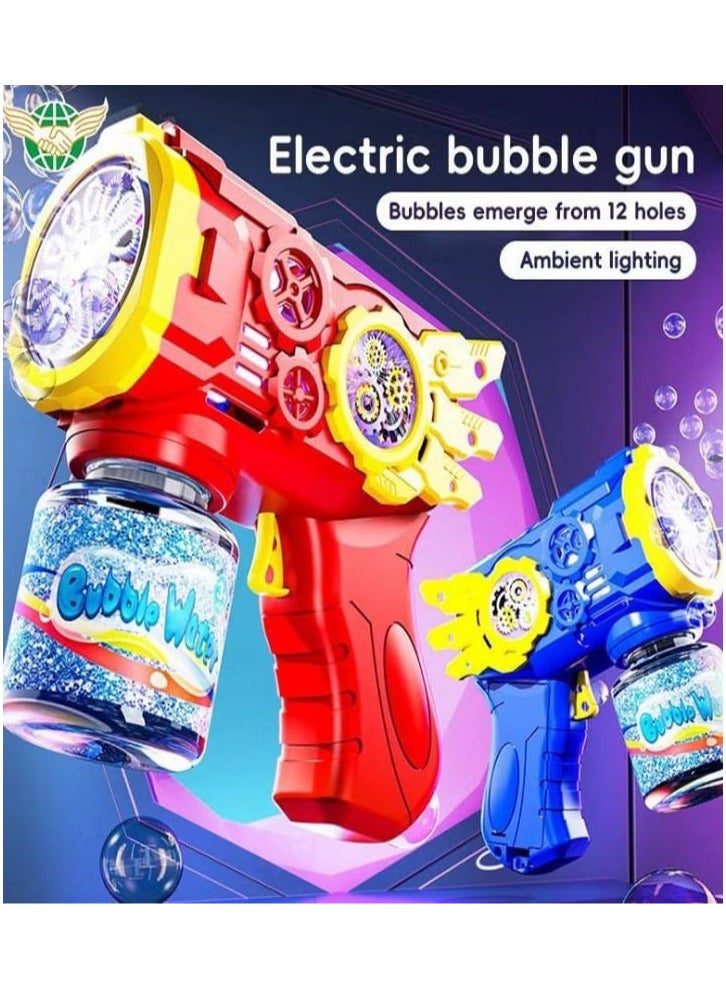Bubble Gun for Kids, Bubble Machine with 80ml Bubble Solution, Lights, Kids Outdoor Toy (Red) - Image 3