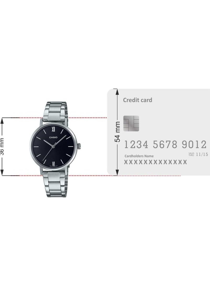 CASIO Casio Women's Watch - LTP-VT02D-1AUDF Black Dial, Silver Band - Image 3