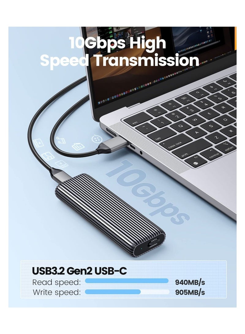 Captaintech M.2 NVMe SSD Enclosure Aluminum Tool-Free Adapter, 10Gbps USB3.2 USB-C M2 Reader for M.2 PCIe NVMe M-Key 2230/2242/2260/2280 SSD, Thunderbolt 3 Compatible, External Case Support UASP Trim-AM2G2 - Image 2