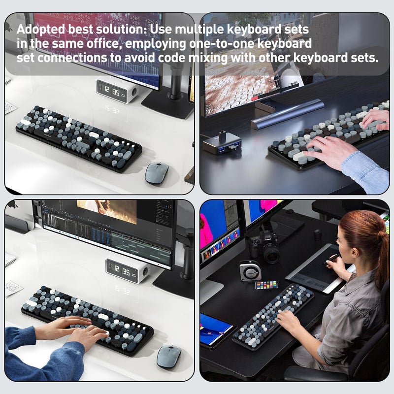 FOPETT 2.4GHz Wireless Keyboard and Mouse Set with Switch Button - Full-Size Keyboard - Compatible for Windows/Laptop/PC/Notebook/Smart TV and More - Grey Colorful - Image 4