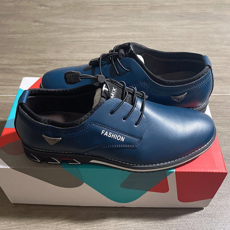 Cross-border Mens Shoes Plus Size All-match Casual Shoes Trendy Slip-on Casual Fashion Loafers Driving 4950 for the Elderly 124 blue