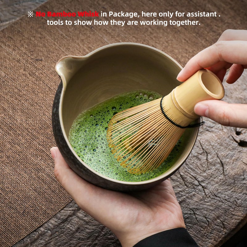 TEANAGOO Japanese Natural Rock Texture Matcha Chawan with Whisk Rest  18 OZ. K17  Rocky-Black/Grey  Matcha Tea Bowl  Ceramic Bowl  Tea Bowls For Matcha  Ceramic Matcha Bowl - Image 4