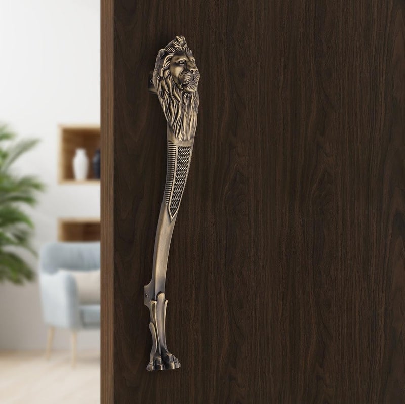 Bzcarts Heavy Duty Door HandleDoor Home Decor Lion Shape Main Door HandleDoor Pull Push Handle 250MM Pack of 2 Brass Antique - Image 1