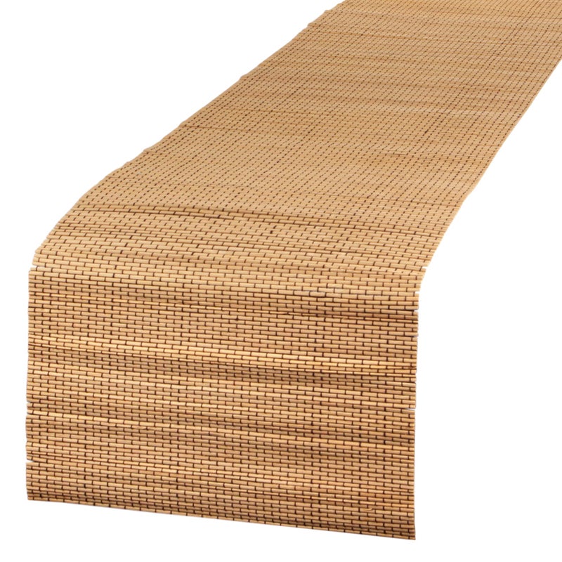 BambooMN Natural Brown String Bamboo Slat Table Runner  Home D?cor  13"" x 70"" - 1 Piece - Image 2