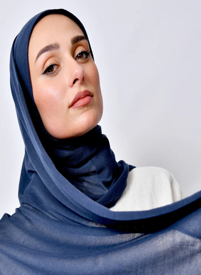 عبايات حوراء طرحة قطن ربع مبطنة من الامام بخياطة - كحلي