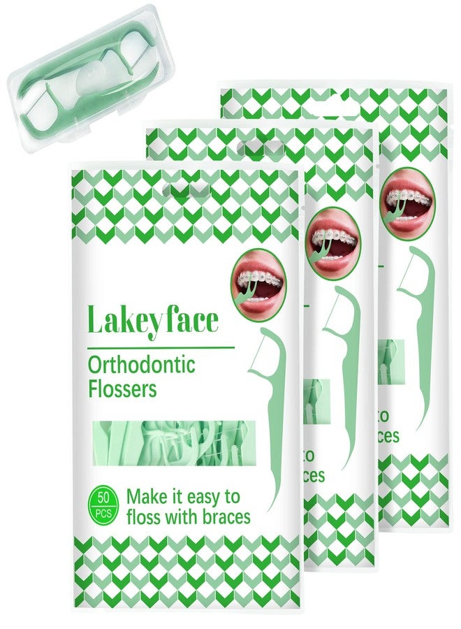 Lakeyface 150 Count Orthodontic Flossers for Braces, Braces Flossers for Kids Teeth & Adults, Dental Floss for Braces, Dental Floss Picks, 50 Count Bag (Pack of 3) - Image 1