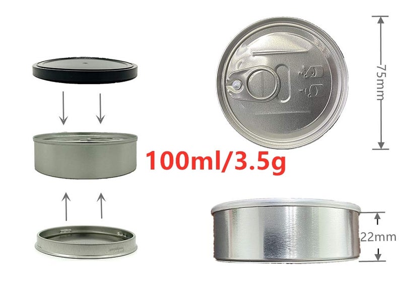 YEEPON YEEPON 20sets Cali Self-seal Tin Can with Lid - Tuna Can Hoop Ring - NO TOOLS NEEDED + 32Pieces can Labels?100ml/3.5] (20sets) (3.5  20) - Image 5