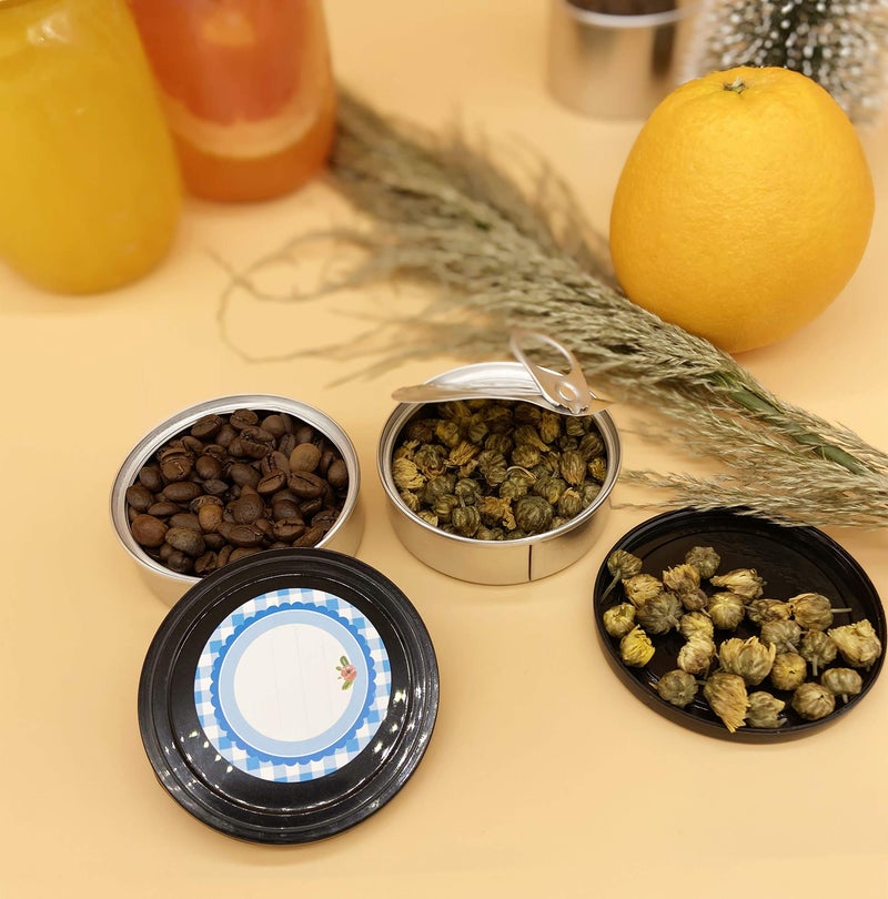 YEEPON YEEPON 20sets Cali Self-seal Tin Can with Lid - Tuna Can Hoop Ring - NO TOOLS NEEDED + 32Pieces can Labels?100ml/3.5] (20sets) (3.5  20) - Image 2