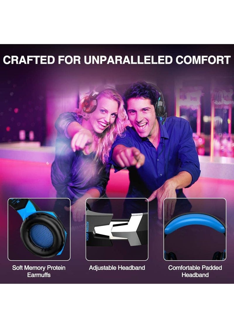 G2000 Gaming Headset Deep Bass Computer Game Headphones with microphone LED Light for computer PC Gamer (Blue) - Image 4