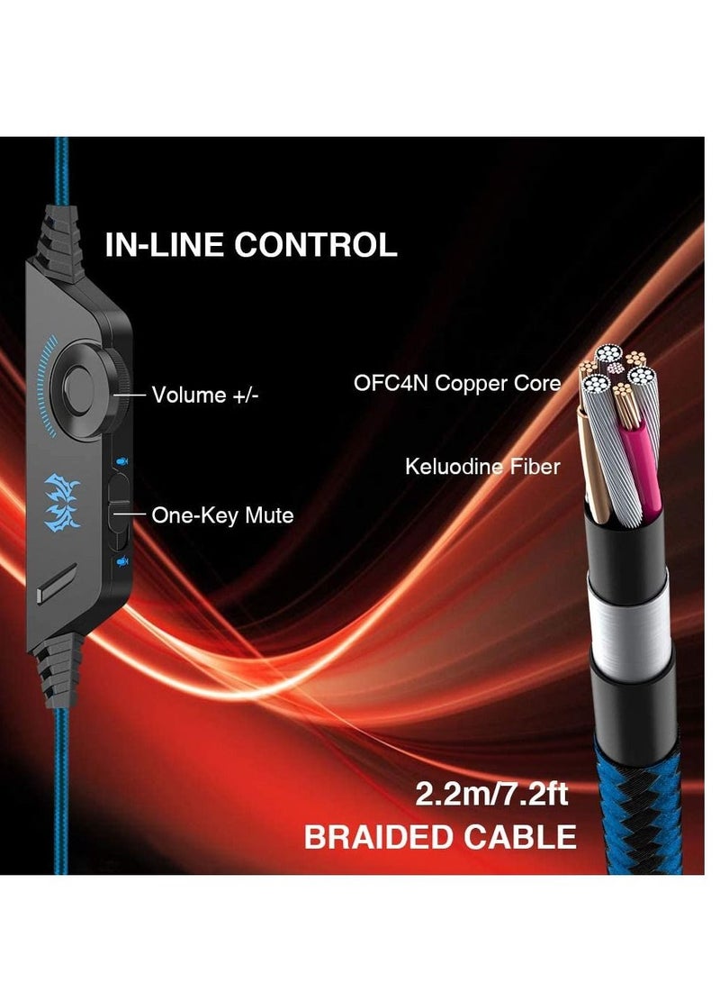 G2000 Gaming Headset Deep Bass Computer Game Headphones with microphone LED Light for computer PC Gamer (Blue) - Image 5