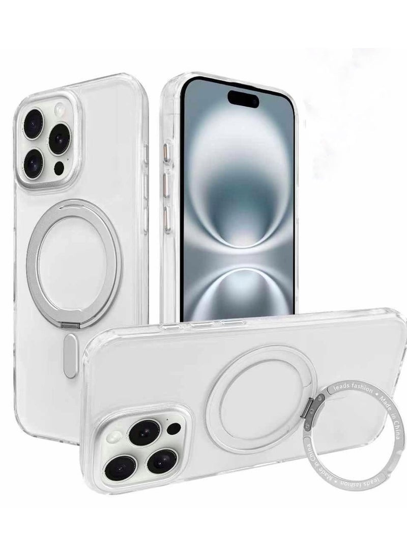 umbrella iPhone 16 MagSafe Case with Magnetic Invisible Stand,【Full Shockproof Protection】Matte Back Phone Cover with Magnet Kickstand for Apple 16  silver - Image 1