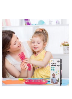 SYOSI TV Remote Control Toy Early Education Toy for 6 Months Toddlers Kids Provides Musical Play of Light and Sound for Numbers Learning Come with 3 Language Models English French and Spanish Pink  - Image 3