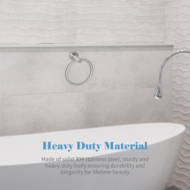 6PCS Bathroom Hardware Set Towel Bar Towel Ring Toilet Paper Holder 3 Hooks Stainless Steel Wall Mounted Drilling Towel Holder Toilet Paper Rack Hanging Hooks - Image 3