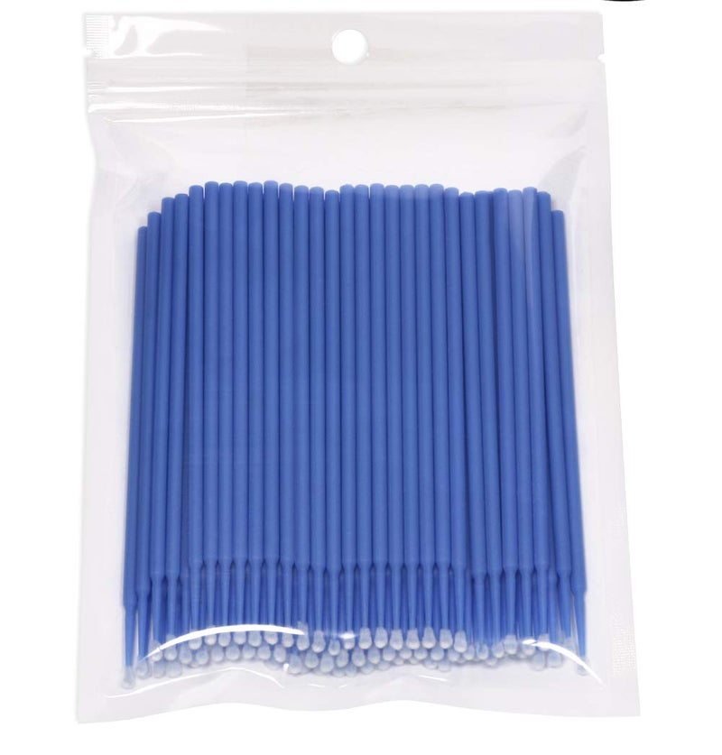Mini Skater 100 Pack Dental Micro Applicator Brush 25 mm Head Diameter Bendable Ultrafine Brushes for Eyelash Extensions Oral Using Personal Care Makeup Blue Large