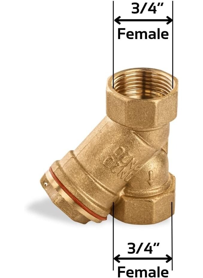 19mm Female Brass Y-Type Strainer, Lead-Free Female Threaded Connection for Pumps, Control Valves, Meters, Steam Traps, Regulators, Water Flow Filter by Metal & Brasco (19mm) - Image 2