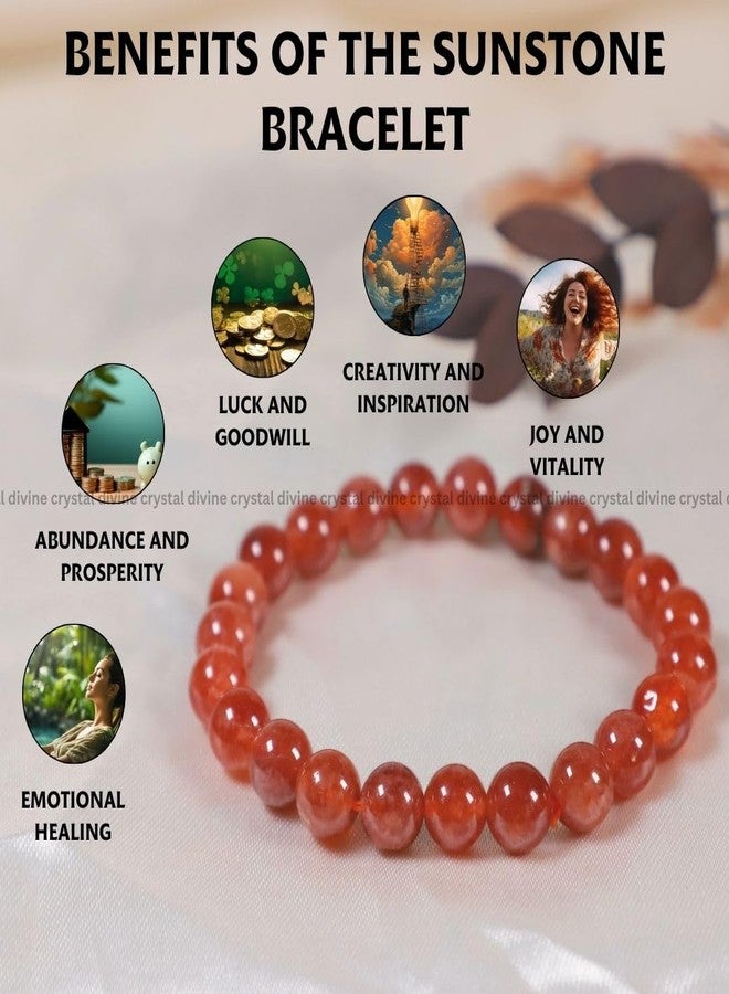 Crystal Divine Sunstone Healing Crystal Bracelet For Woman 8mm Money Magnet For Girls Crystal For Men Friendship Gifts Hand Bracelet Couple Aesthetic Bracelets For Gifts - Image 2