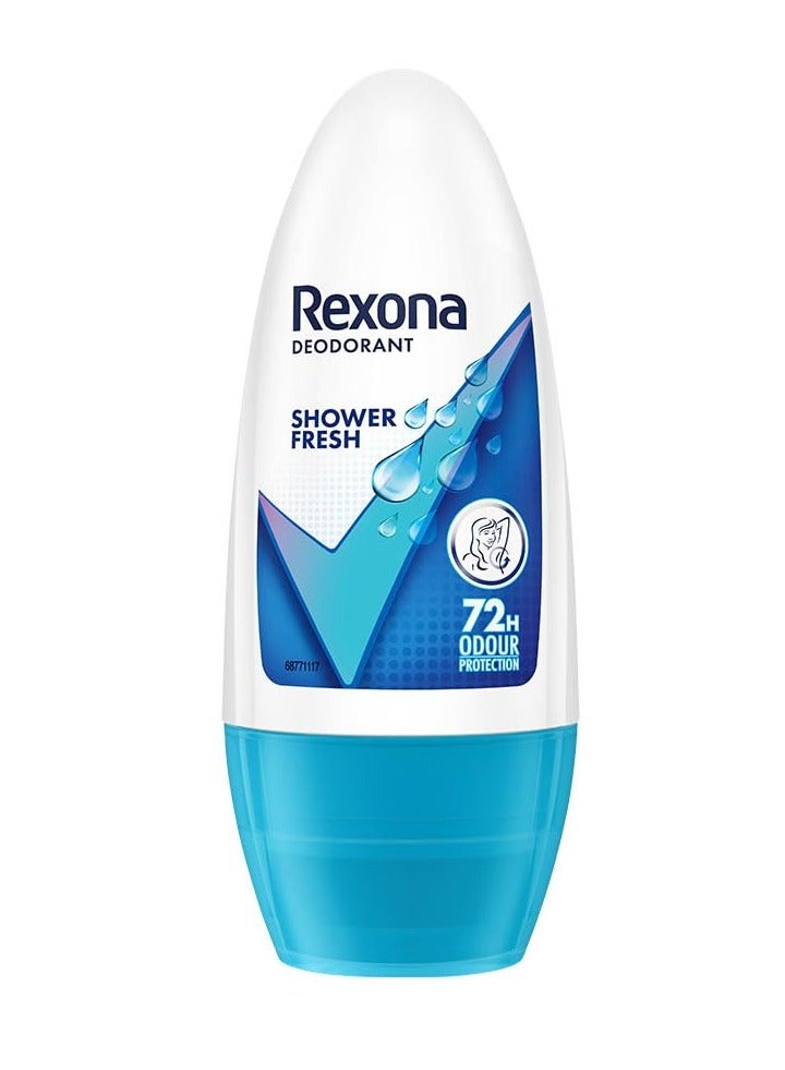 Rexona Shower Fresh Underarm Roll On Deodorant For Women, Antiperspirant, Removes Odour, Keeps Skin Fresh & Clean,Skin Friendly, 50 ml - Image 1