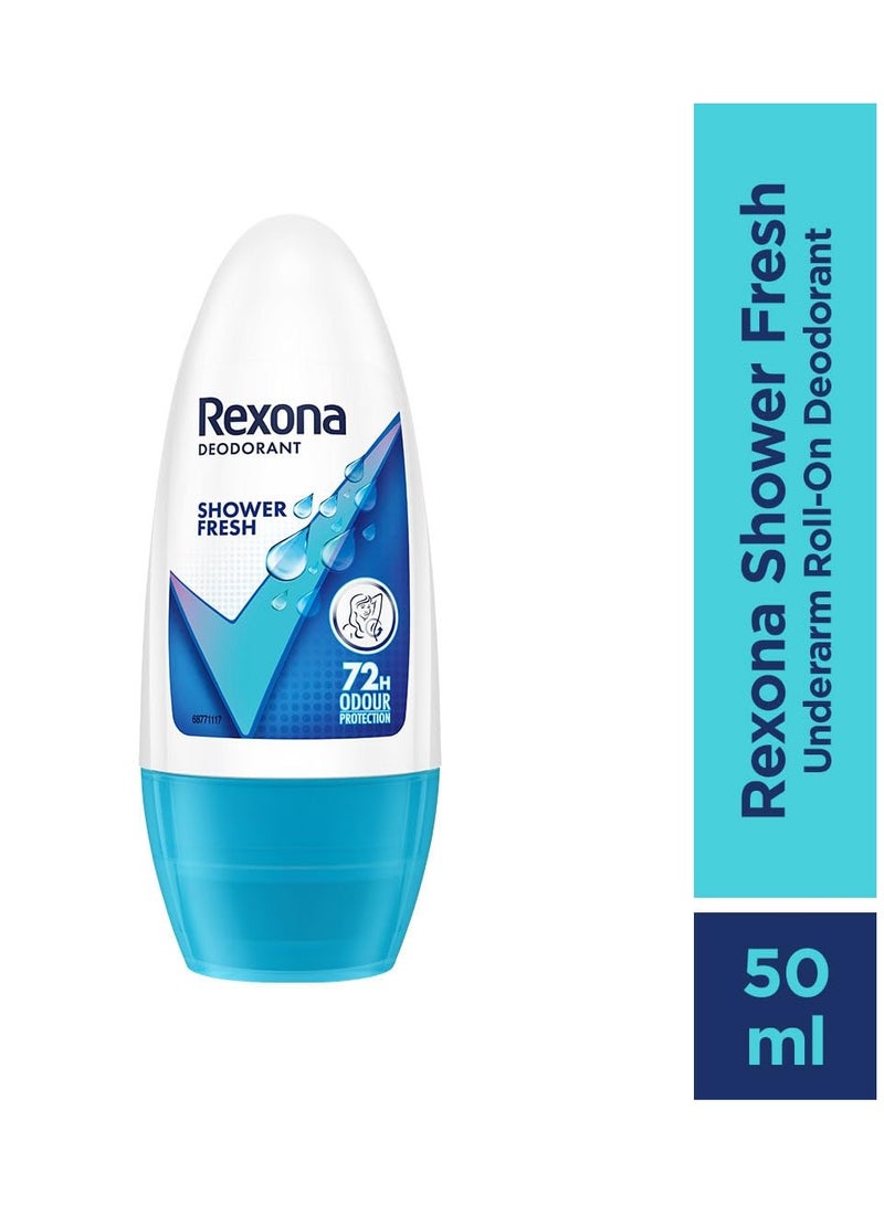 Rexona Shower Fresh Underarm Roll On Deodorant For Women, Antiperspirant, Removes Odour, Keeps Skin Fresh & Clean,Skin Friendly, 50 ml - Image 2