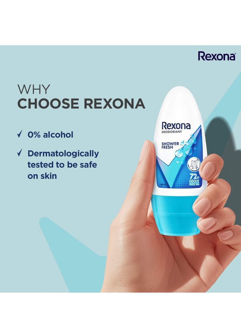 Rexona Shower Fresh Underarm Roll On Deodorant For Women, Antiperspirant, Removes Odour, Keeps Skin Fresh & Clean,Skin Friendly, 50 ml - Image 4