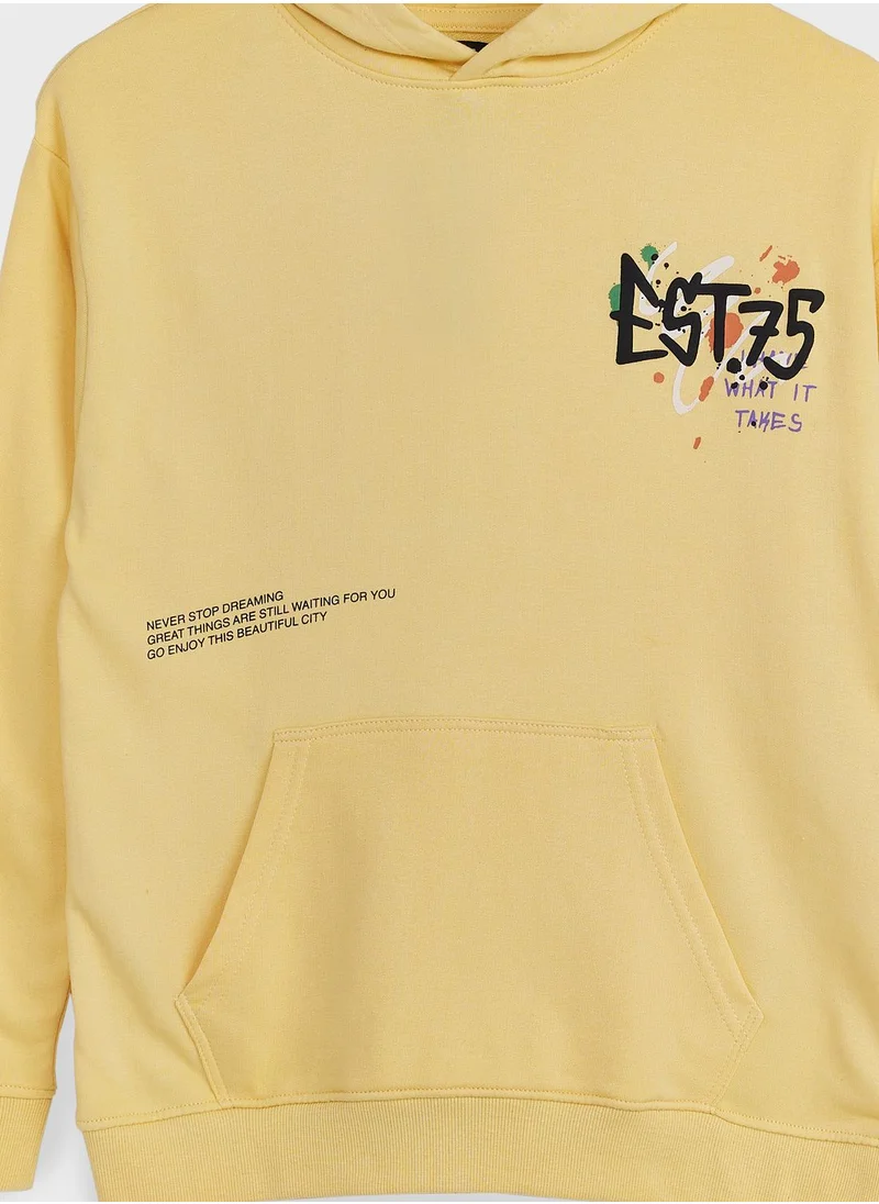 Ripples Boys Casual Printed Hoodie With Pocket