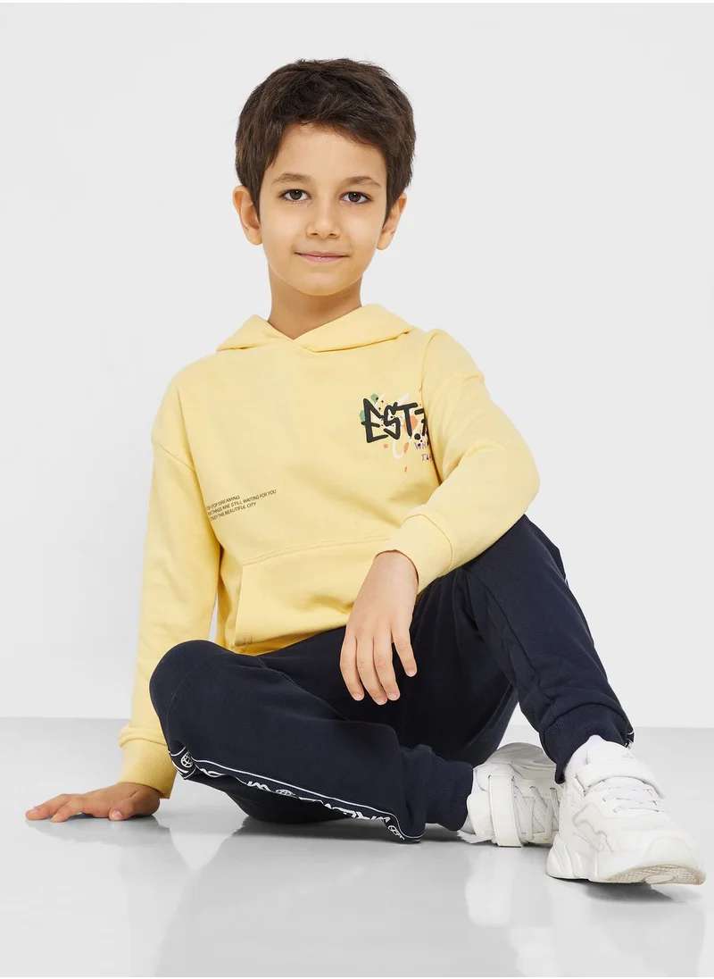 Ripples Boys Casual Printed Hoodie With Pocket