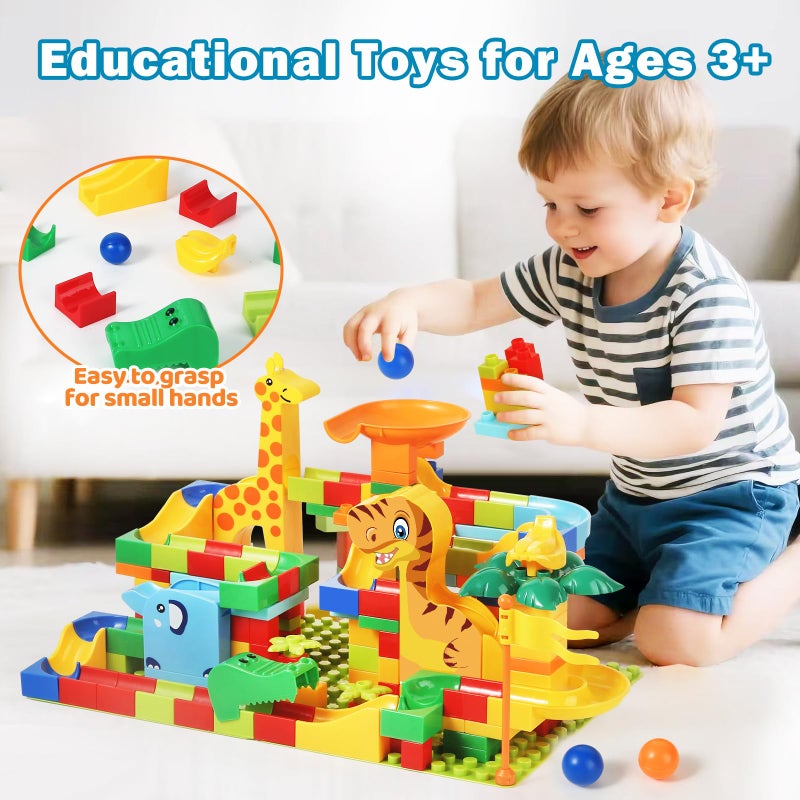 MOONTOY Dinosaur Marble Run 200PC Building Blocks - STEM Educational Toys for Kids Ages 3 4 5 6 7 8, Big Blocks Learning Set for Toddlers Boys & Girls, Gift for Christmas & Birthdays - Image 4