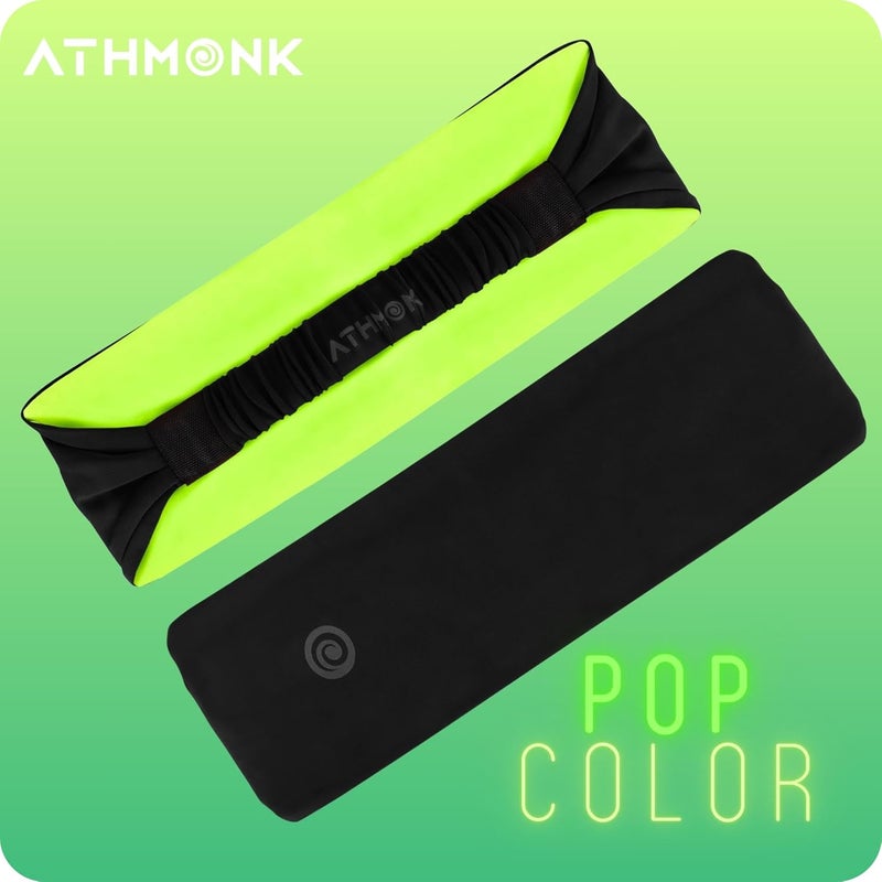 Athmonk Lycra Multipurpose Reversible Headband For Men Women, Colorful Stylish Sweatband Quick Dry Manage Long Hair Wide Snug Fit Elastic For Sports, Running, Gym, Cricket, Badminton, Green - Image 3