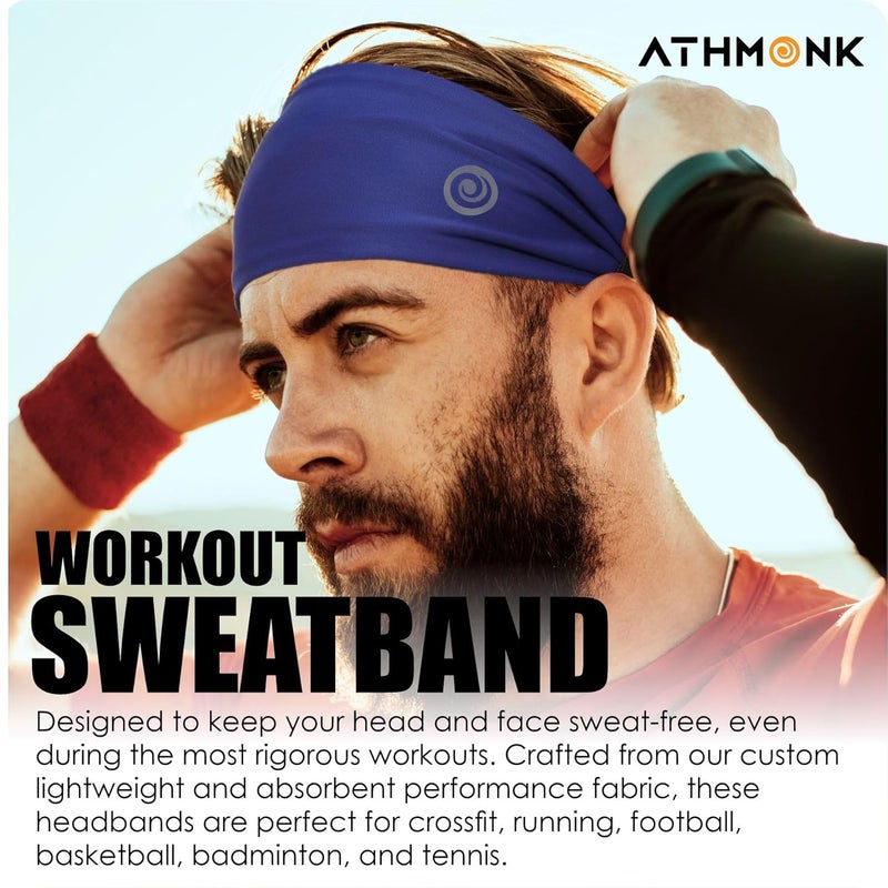 Athmonk Lycra Multipurpose Reversible Headband For Men Women, Colorful Stylish Sweatband Quick Dry Manage Long Hair Wide Snug Fit Elastic For Sports, Running, Gym, Cricket, Badminton, Green - Image 5