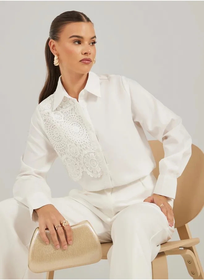 Luxewave Embroidery Patch Detail Regular Fit Shirt