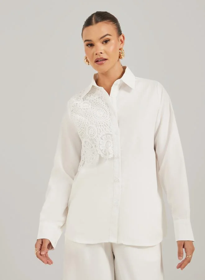 Take Two Embroidery Patch Detail Regular Fit Shirt by Styli