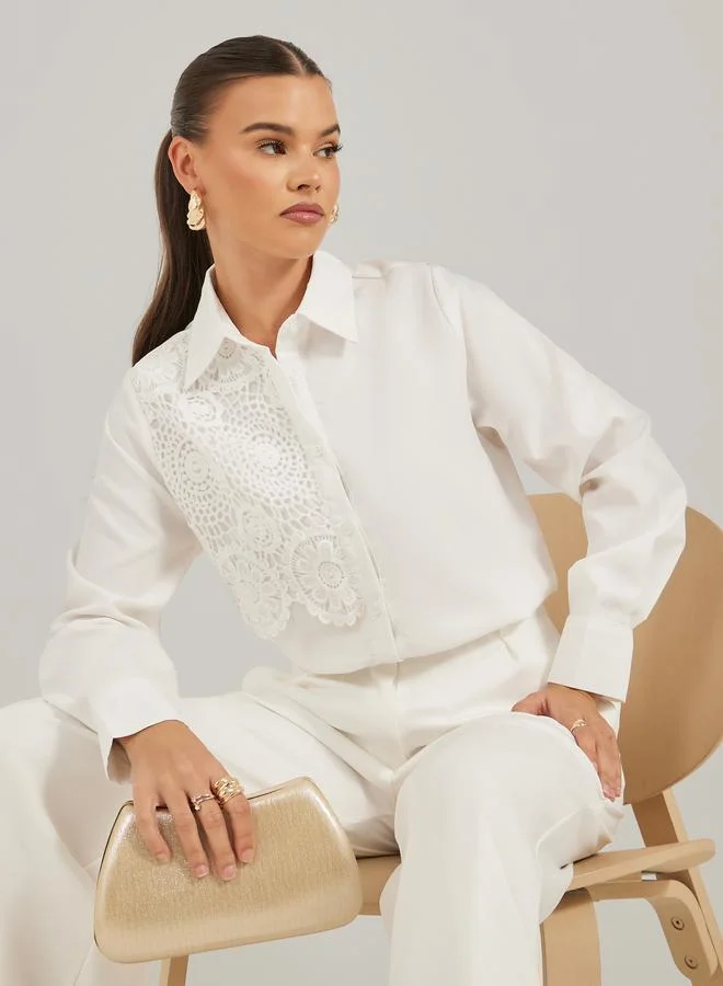 Take Two Embroidery Patch Detail Regular Fit Shirt