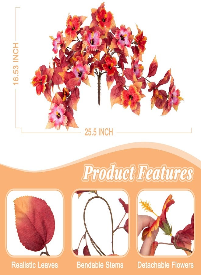 Hrobek Fall Fake Flowers Artificial for Outdoors Decoration, 2PCS Faux Hibiscus Flowers for Outside Planters, Realistic Silk Autumn Plants with UV Resistant No Fade for Home Porch Garden Balcony Yard Decor - Image 4