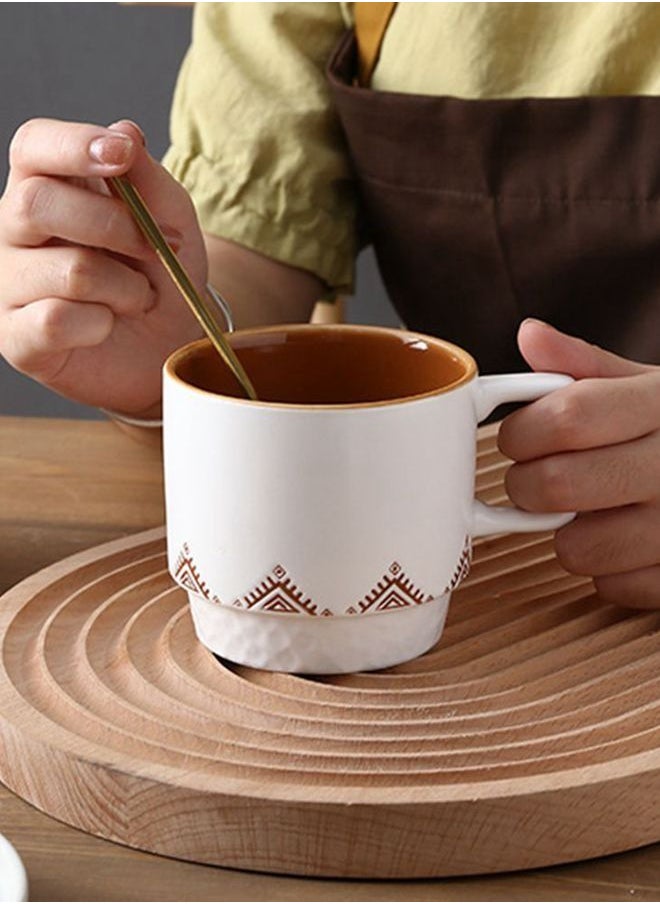 Generic Ceramic Coffee Cup 320mL Handle Espresso Cup Retro Tea Mug Milk Cup for Cappuccino Latte  - Image 2