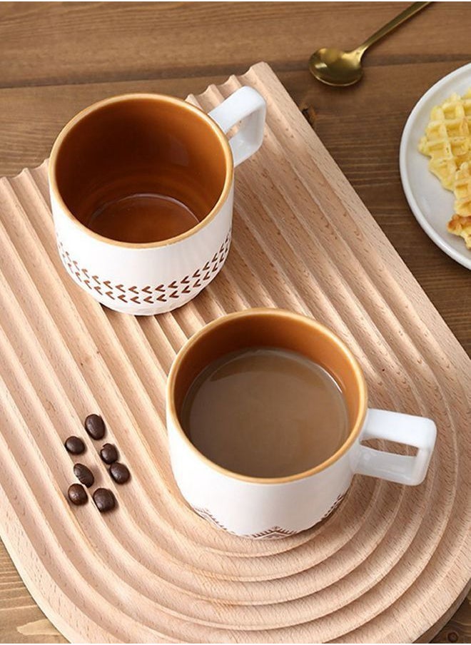 Generic Ceramic Coffee Cup 320mL Handle Espresso Cup Retro Tea Mug Milk Cup for Cappuccino Latte  - Image 5