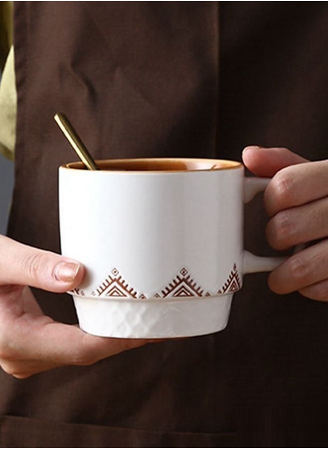 Generic Ceramic Coffee Cup 320mL Handle Espresso Cup Retro Tea Mug Milk Cup for Cappuccino Latte  - Image 3