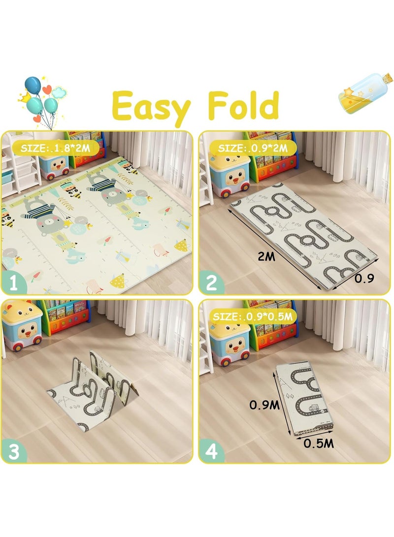 Stanew Baby Play Mat 200X180X1 CM, Extra Thick, Waterproof, Extra Large Foldable Playmat Crawling Mat for Toddlers, Portable Baby Floor Mat for Tummy Time, Soft Foam Floor Mat for Indoor Use with Alphabet - Image 3