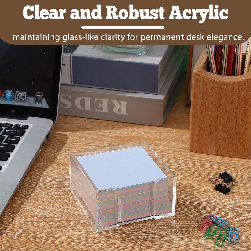 Uaimvie Acrylic Sticky Note Holder  3X3 Crystal Clear Notepad Holder With Anti-Slip Base Post It Note Holder Sticky Note Dispenser For Office Desk  Home Organizer - Image 3