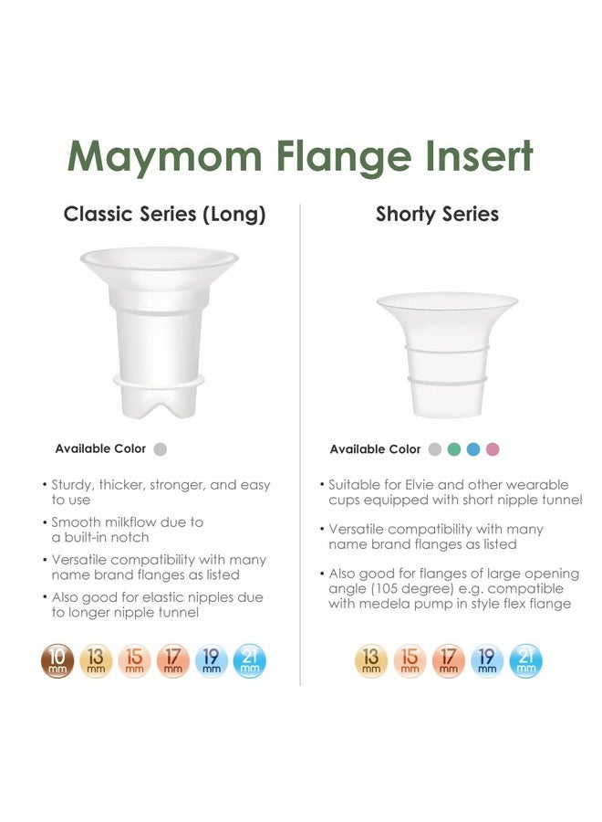 Maymom 15Mm Flange Inserts (Long) Compatible With Medela 24Mm Personalfit Shield Spectra 24Mm Freemie 25Mm Cup Compatible With Momcozy Wearable 24Mm Cup (S9 S10 S12) Willow Willow Go Flange - Image 3