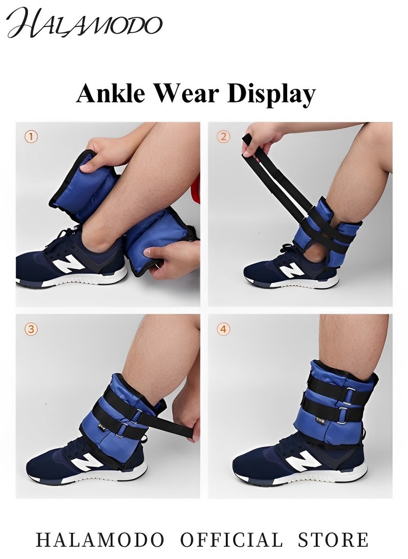 HALAMODO - 2pcs Ankle Weights Adjustable Leg Weight Straps for Women Men Weighted Ankle Weights Set for Gym Fitness Workout Walking Jogging - Image 1