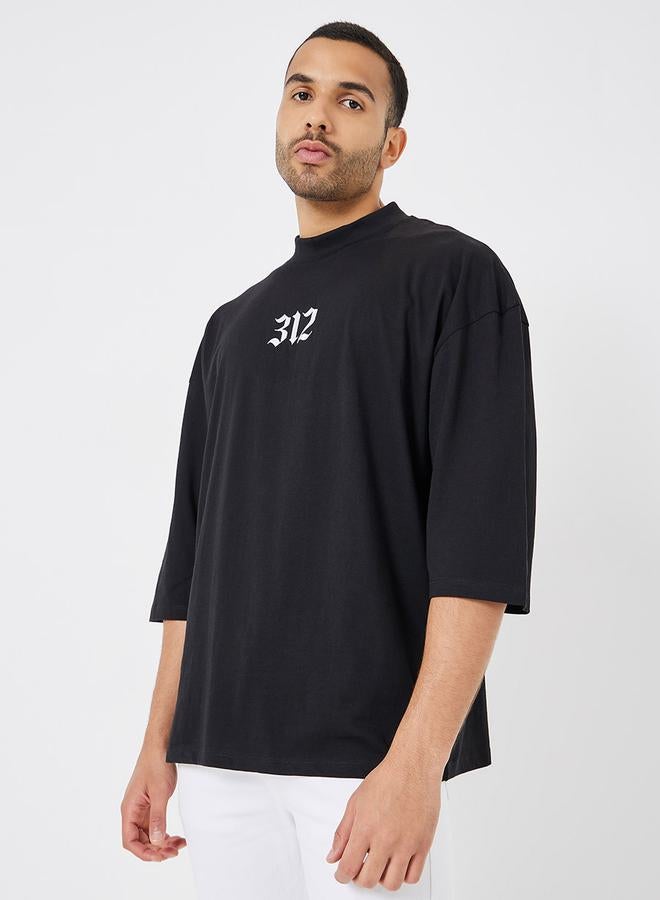 Styli 3/4 Sleeve Chest Embroidered Boxy T-Shirt - Image 1