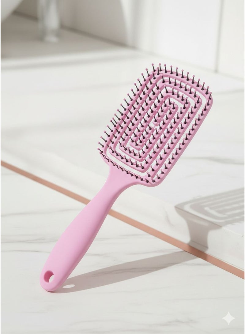 Jagravo Flexible Detangling Hairbrush – Anti-Static Scalp Massaging Paddle Brush for Wet & Dry Hair – Lightweight Vent Design (Pink) - Image 1