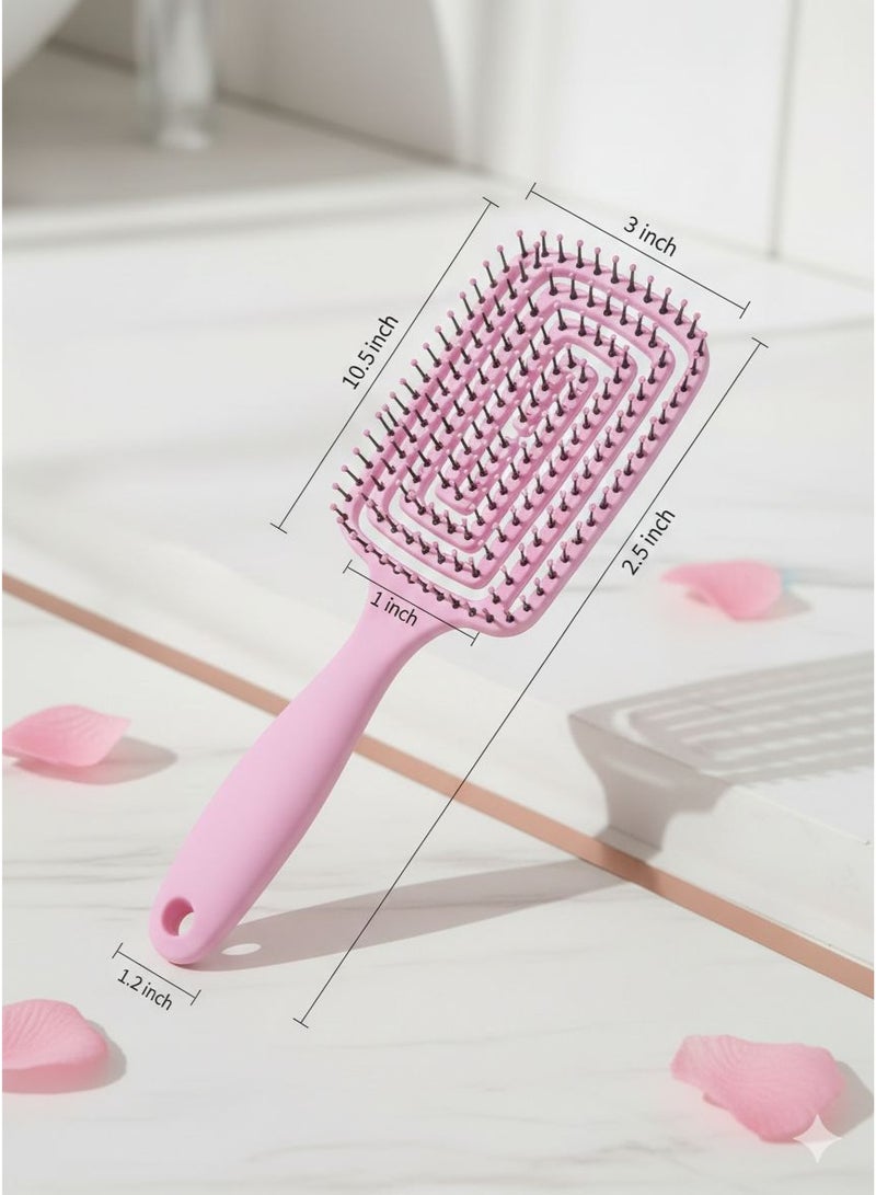 Jagravo Flexible Detangling Hairbrush – Anti-Static Scalp Massaging Paddle Brush for Wet & Dry Hair – Lightweight Vent Design (Pink) - Image 3