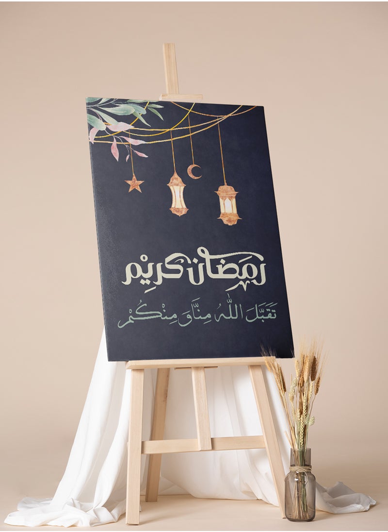 LOWHA - Canvas Wall Art Stretched Over Wooden Frame for Ramadan with Ramdan Kareem Painting - Image 1