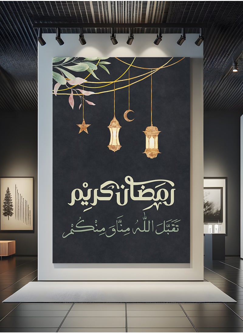 LOWHA - Canvas Wall Art Stretched Over Wooden Frame for Ramadan with Ramdan Kareem Painting - Image 1