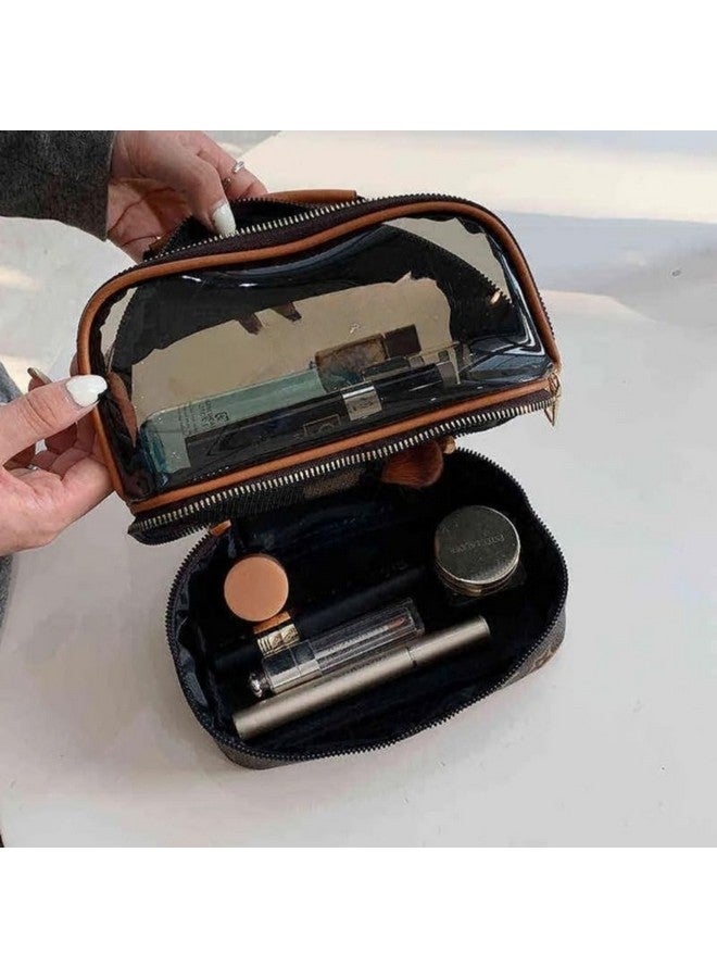 SHEING Travel Makeup Bag,Large Capacity Cosmetic Bags for Women,Waterproof Portable Pouch Open Flat Toiletry Bag Make up Organizer with Divider and Handle (White) - Image 2